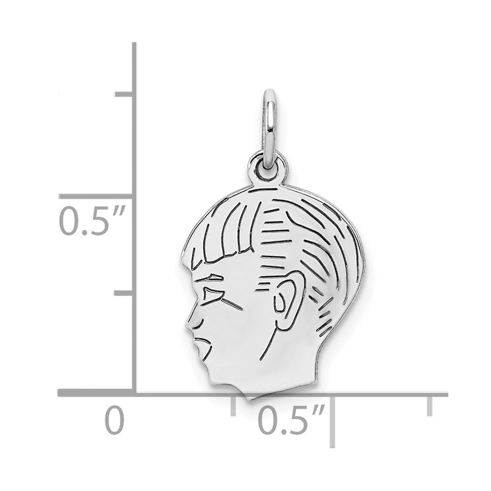 SSilver Rh-plt Engravable Boy Polished Front/Satin Back Disc Charm