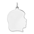 SSilver Rh-plt Engravable Girl Polished Front/Satin Back Disc Charm