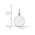 SS Rh-plt Engraveable Round Polished Front/Satin Back Disc Charm