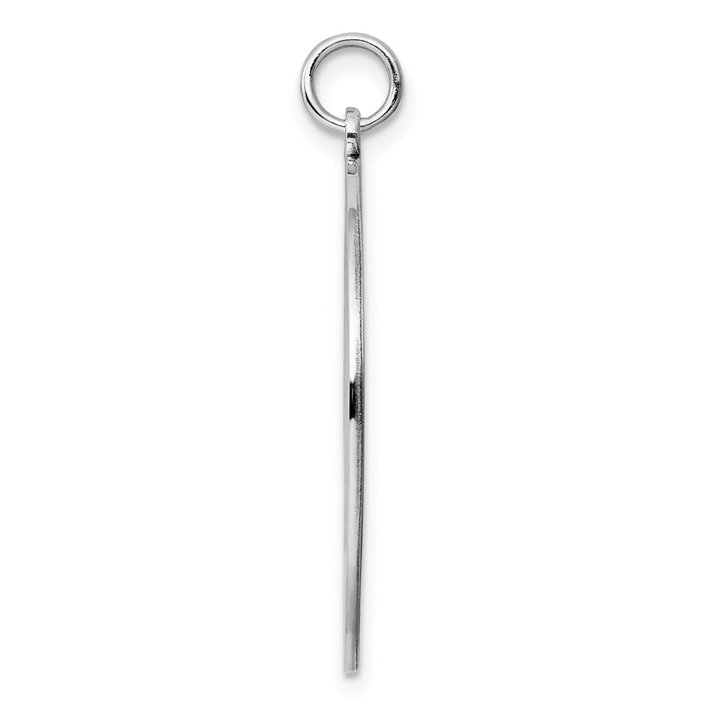 Sterling Silver Rhod-plated Eng. Rnd Polish Front/Satin Back Disc Charm