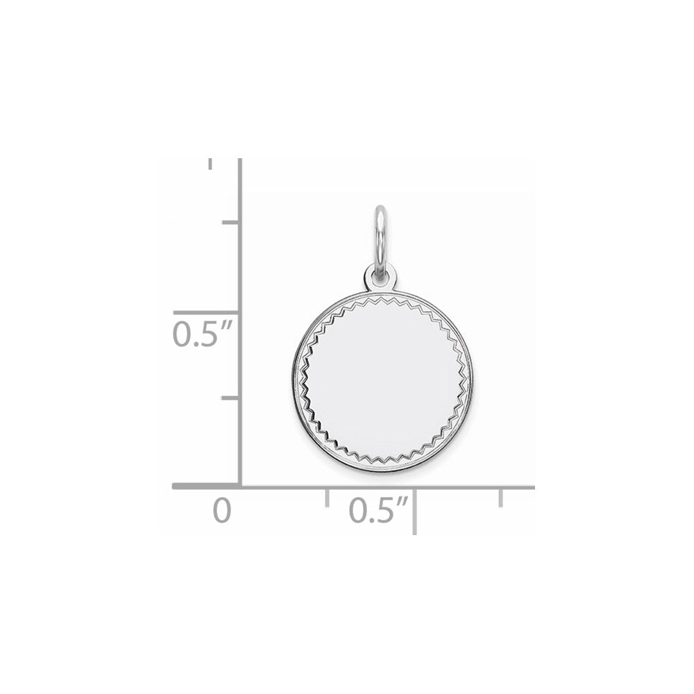 Sterling Silver Rhod-plated Eng. Rnd Polish Front/Back Disc Charm