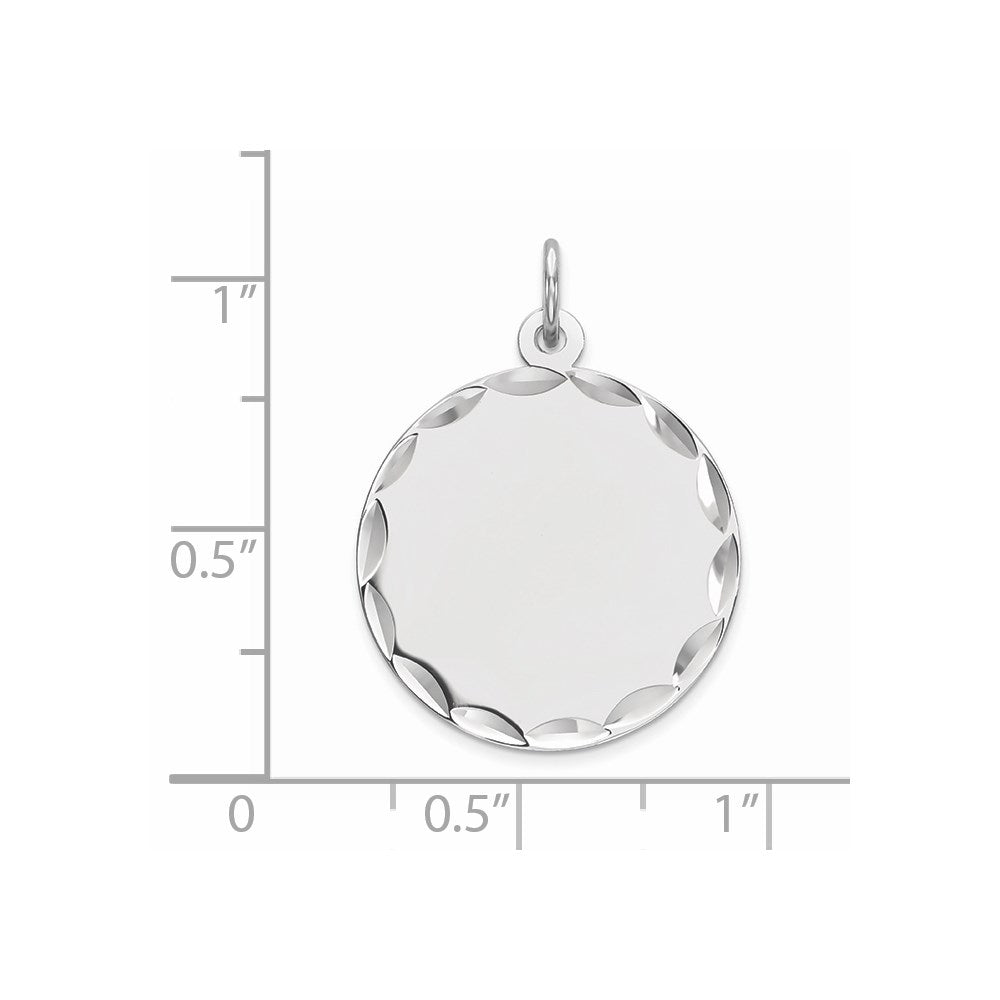 Sterling Silver Rhod-plated Eng. Rnd Polish Front/Back Disc Charm