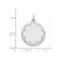 Sterling Silver Rhod-plated Eng. Rnd Polish Front/Satin Back Disc Charm