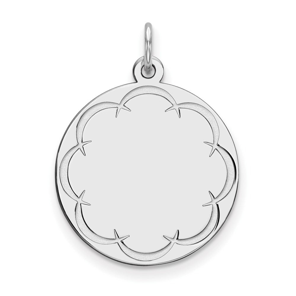 Sterling Silver Rhod-plated Eng. Rnd Polish Front/Back Disc Charm