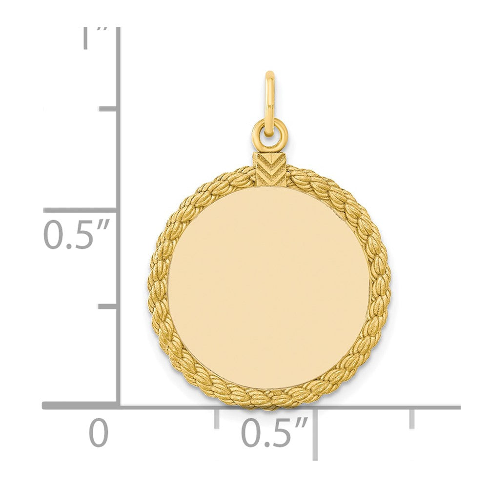 SS Gold Plate Engraveable Round with Rope Polished Front/Satin Back Disc