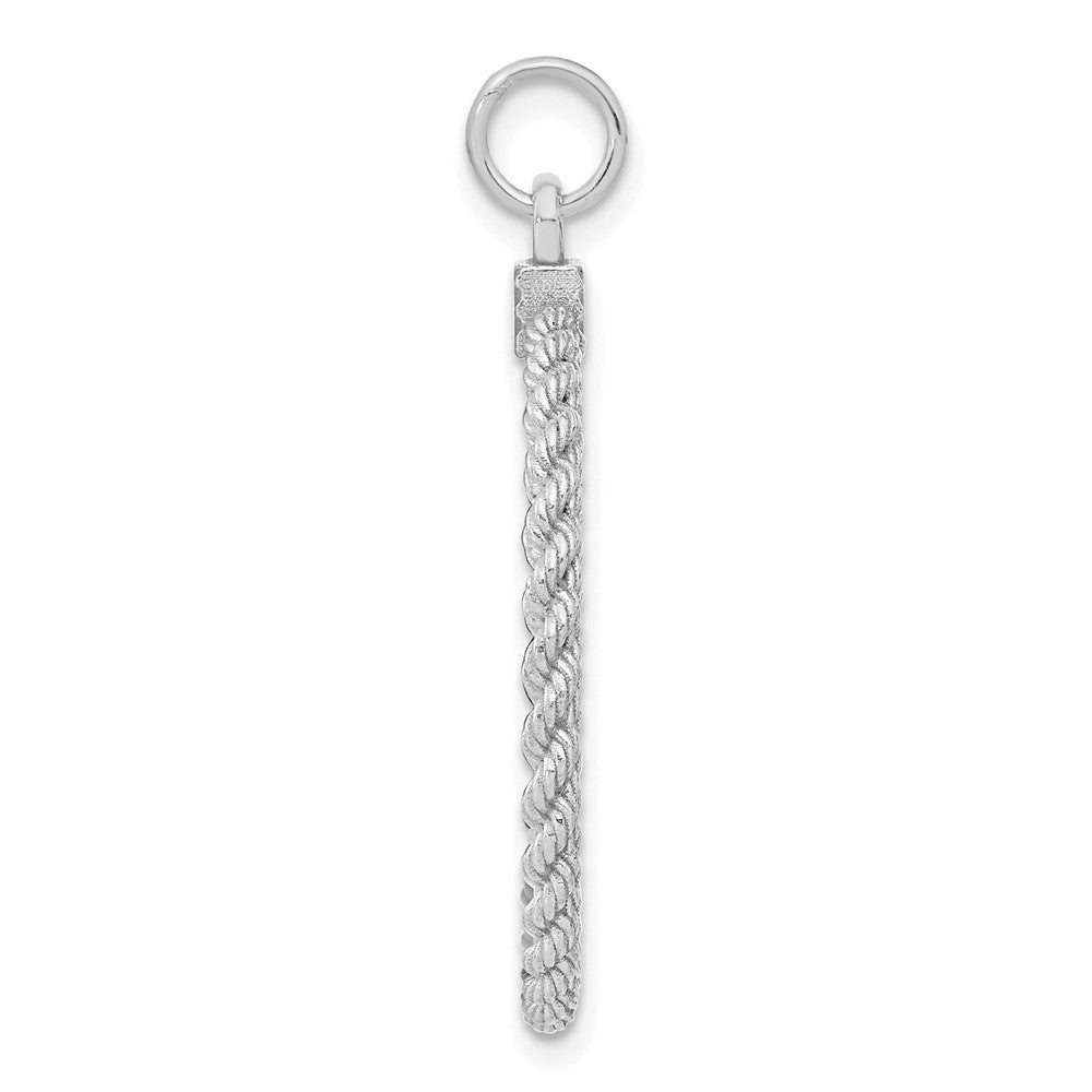 SS Rh-plt Engraveable Round with Rope Polished Front/Satin Back Disc