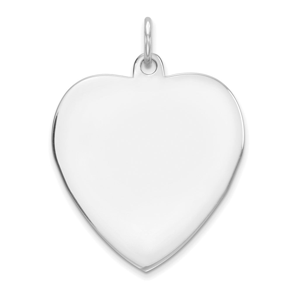 Sterling Silver Rhod-plated Eng. Heart Polish Front/Satin Back Disc Charm