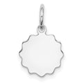Sterling Silver Rh-plt Engraveable Polished Front/Satin Back Disc Charm
