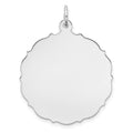 Sterling Silver Rh-plt Engraveable Polished Front/Satin Back Disc Charm