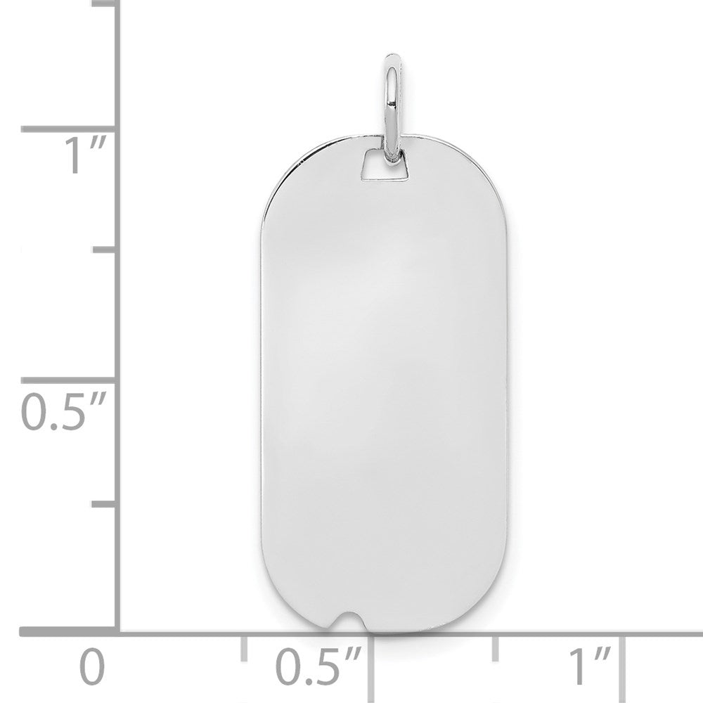 Sterling Silver Rh-plt Engravable Dog Tag Polished Front/Back Disc Charm