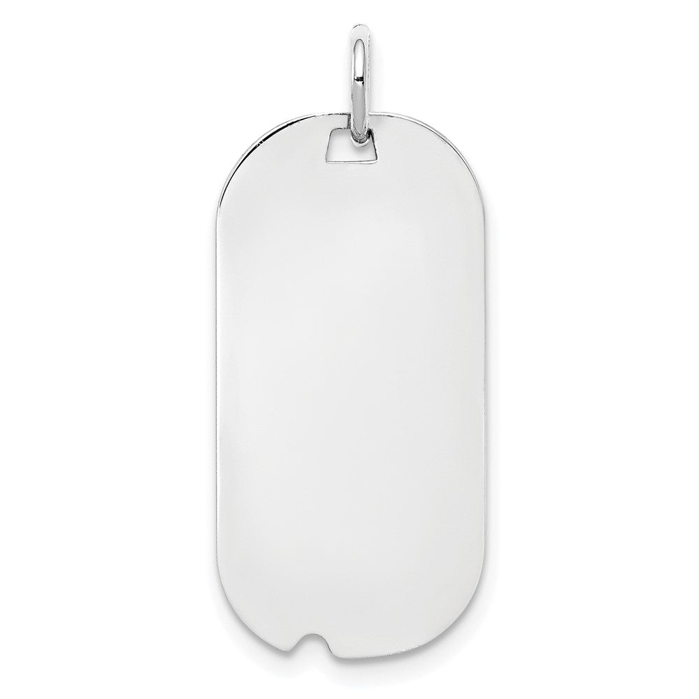 Sterling Silver Rh-plt Engravable Dog Tag Polished Front/Back Disc Charm
