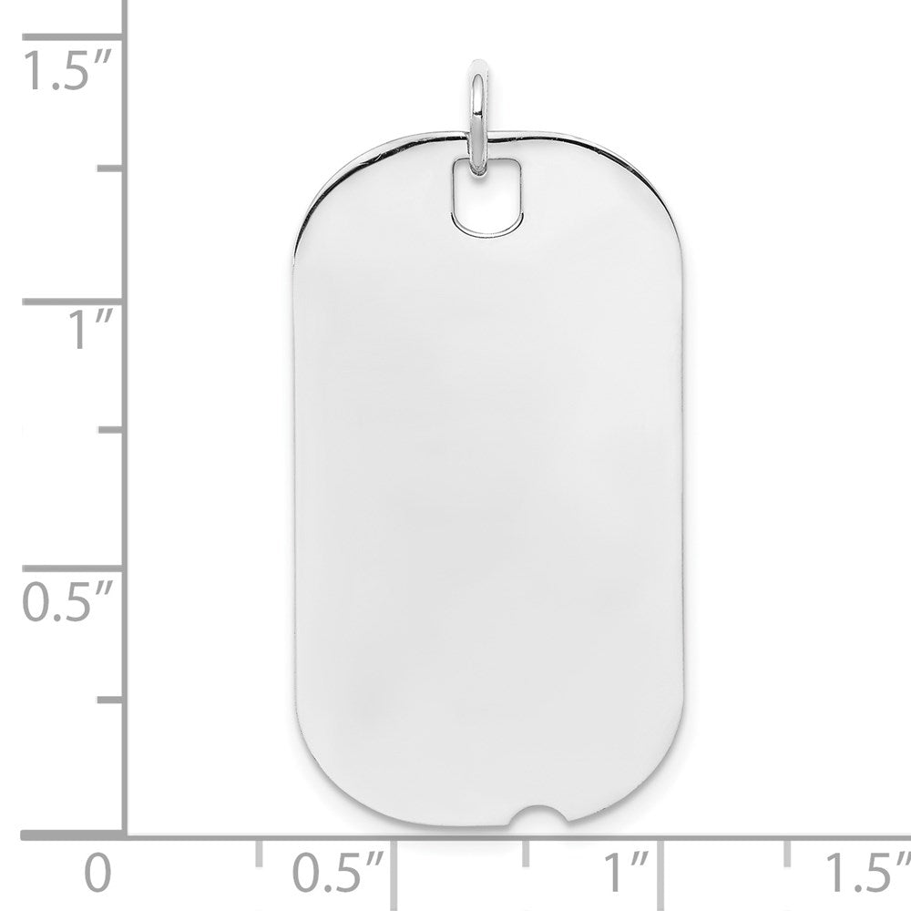 SSilver Rh-plt Engravable Dog Tag Polished Front/Satin Back Disc Charm