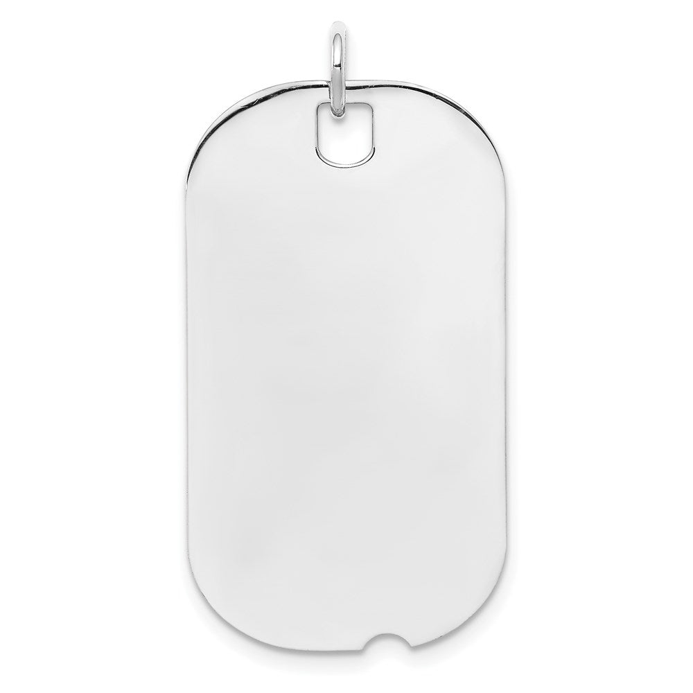 SSilver Rh-plt Engravable Dog Tag Polished Front/Satin Back Disc Charm