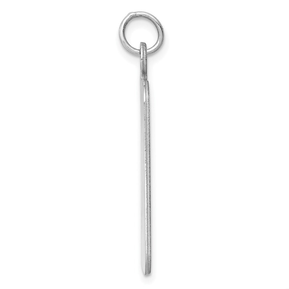 Sterling Silver Rh-plt Engravable Rectangle Polished Front/Back Disc Charm
