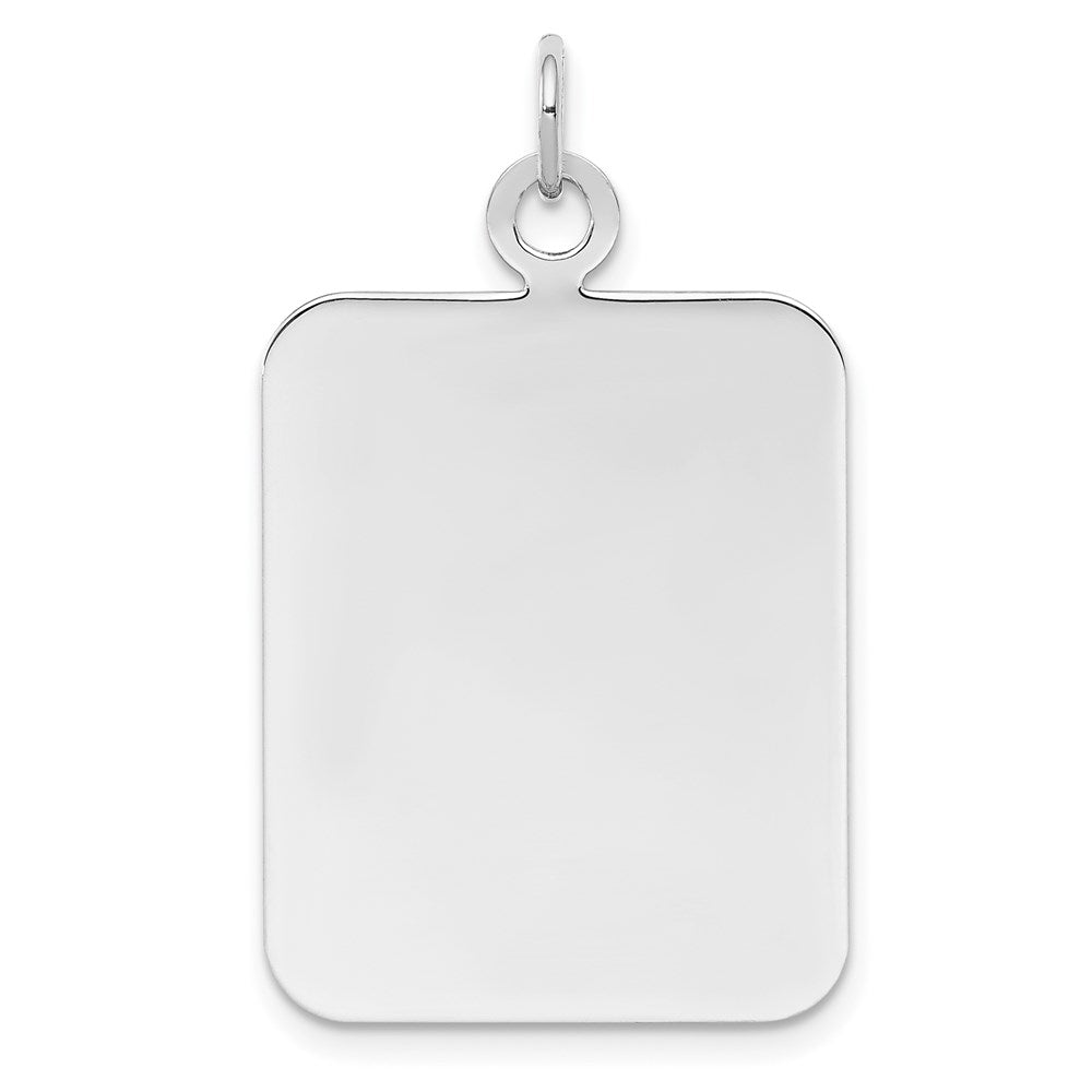 SSilver Rh-plt Engravable Rectangle Polished Front/Satin Back Disc Charm