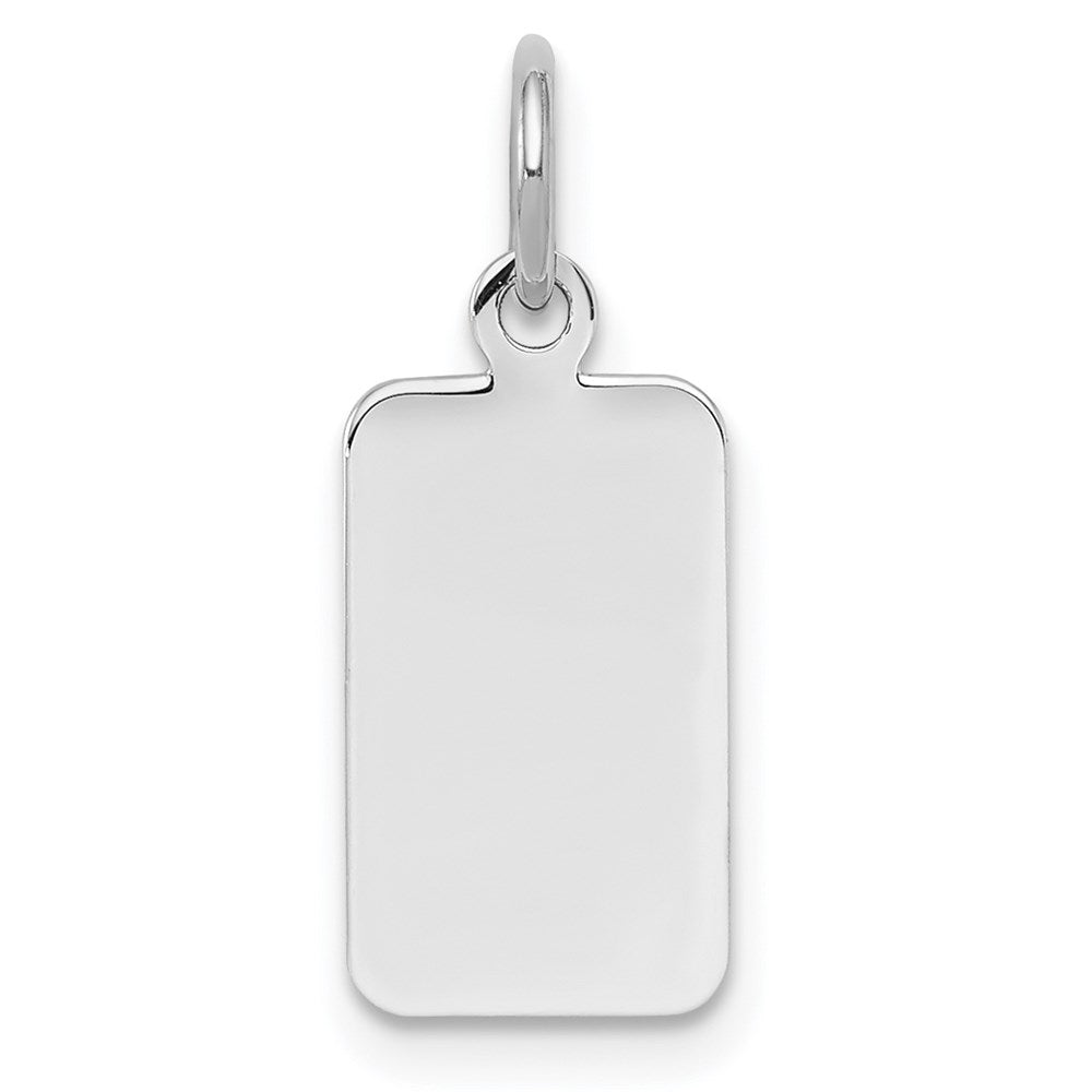 Sterling Silver Rh-plt Engravable Rectangle Polished Front/Back Disc Charm