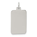 Sterling Silver Rhod.-plated Eng. Rect. Polish Front/Satin Back Disc Charm