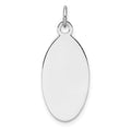Sterl Silver Rh-plt Engraveable Oval Polished Front/Satin Back Disc Charm