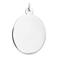 Sterling Silver Rhod-plate Eng. Oval Polish Front/Satin Back Disc Charm