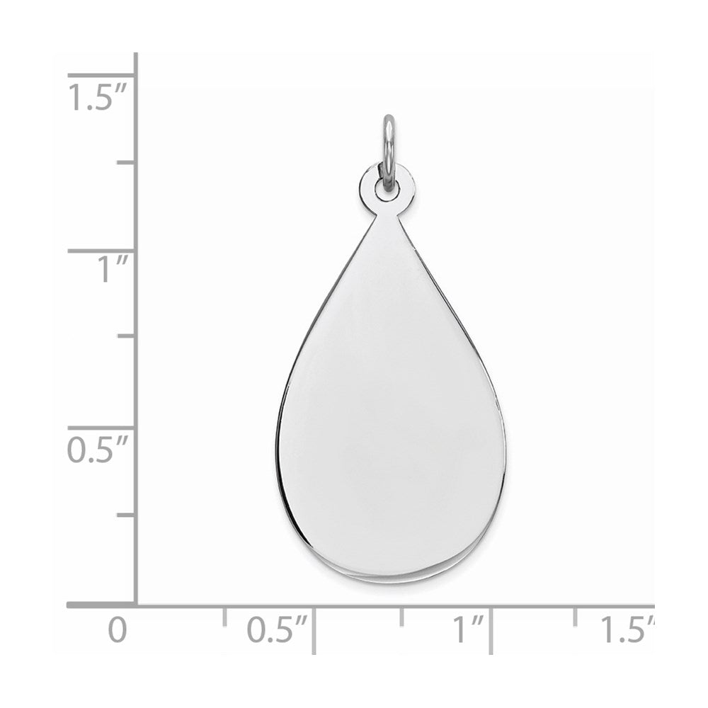 SSilver Rh-plt Engravable Teardrop Polished Front/Satin Back Disc Charm