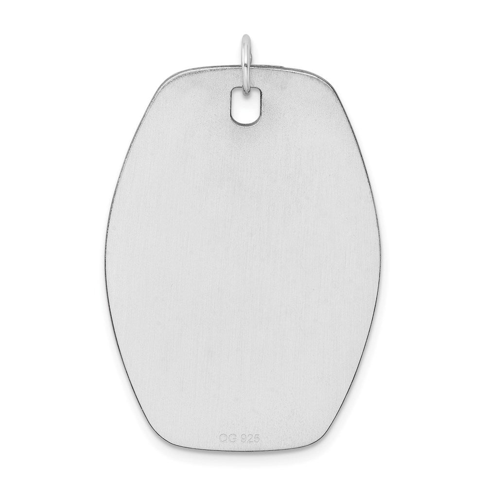 Sterling Silver Rh-plt Engravable Polished Front/Satin Back Disc Charm