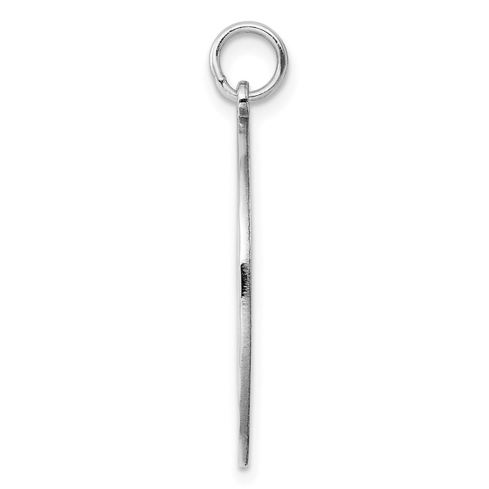 Sterling Silver Rhod-plated ENG. Round Polished Front/Back Disc Charm