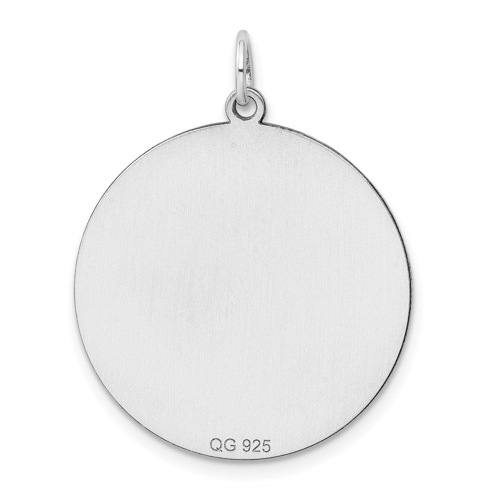 Sterling Silver Rhod-plated ENG. Round Polished Front/Back Disc Charm