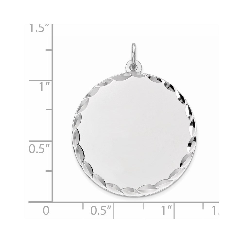 Sterling Silver Rhod-plated ENG. Round Polished Front/Back Disc Charm