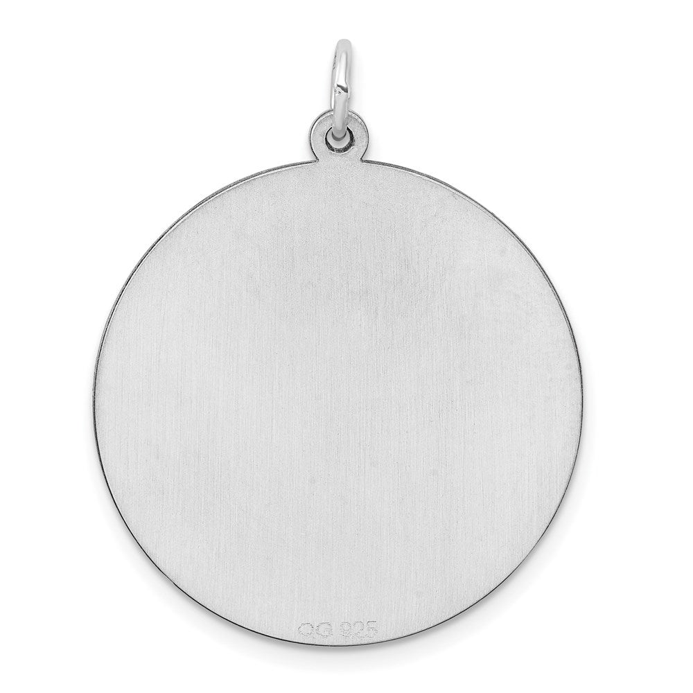 Sterling Silver Rhod-plated Eng. Rnd Polish Front/Satin Back Disc Charm