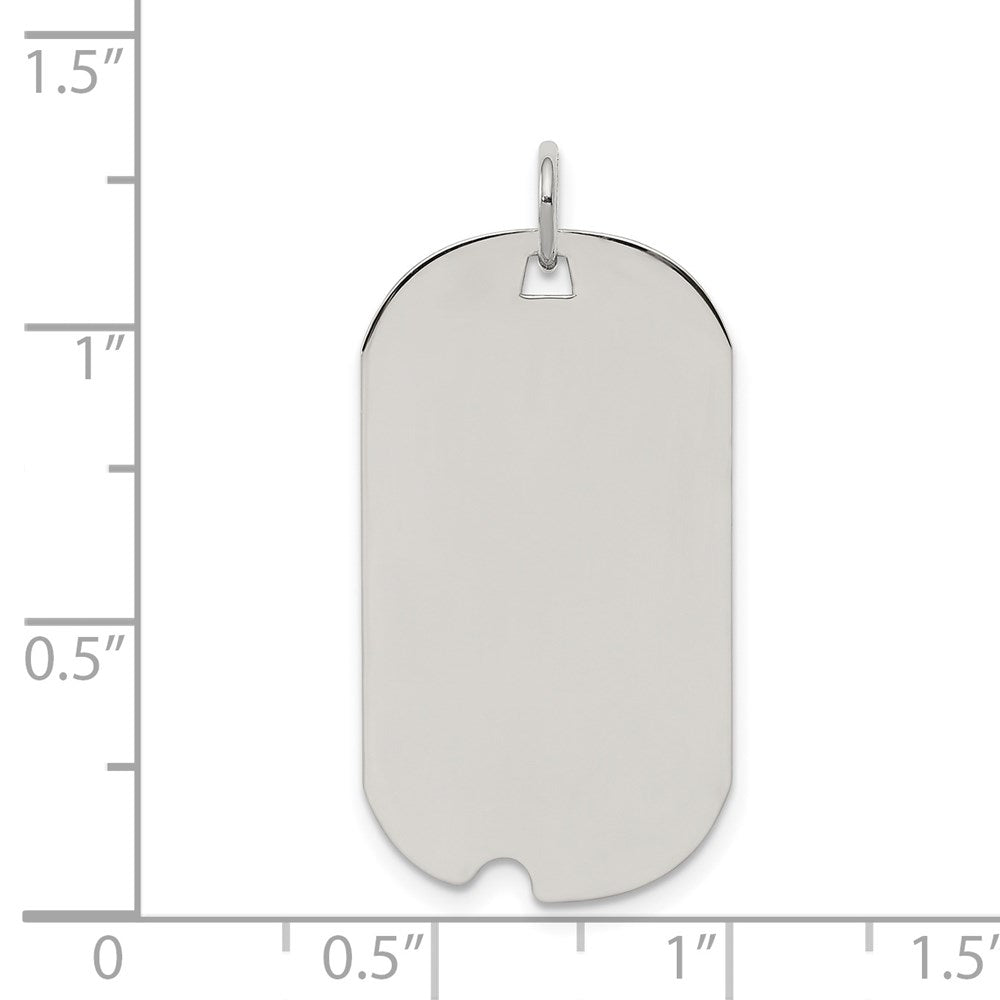 Sterling Silver Rhod-plate Eng. Dog Tag Polished Front/Satin Back Disc Char