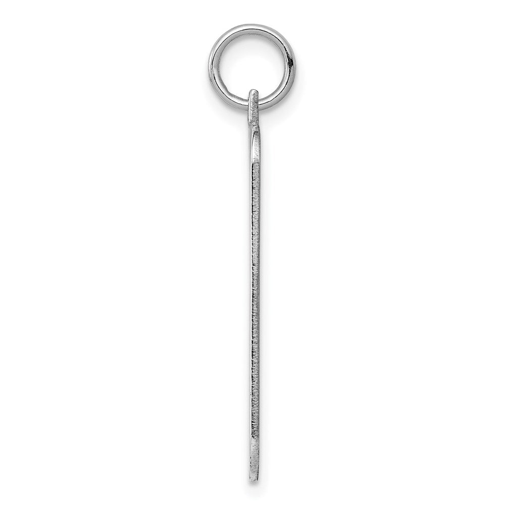 Sterling Silver Rhod-plate Eng. Rect. Polish Front/Satin Back Disc Charm