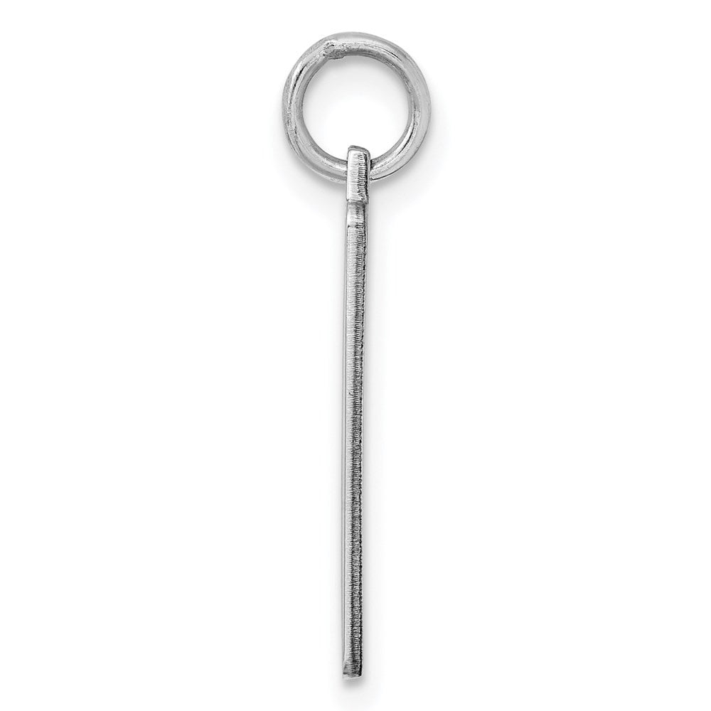 Sterling Silver Rhod-plate Eng. Rect. Polish Front/Satin Back Disc Charm