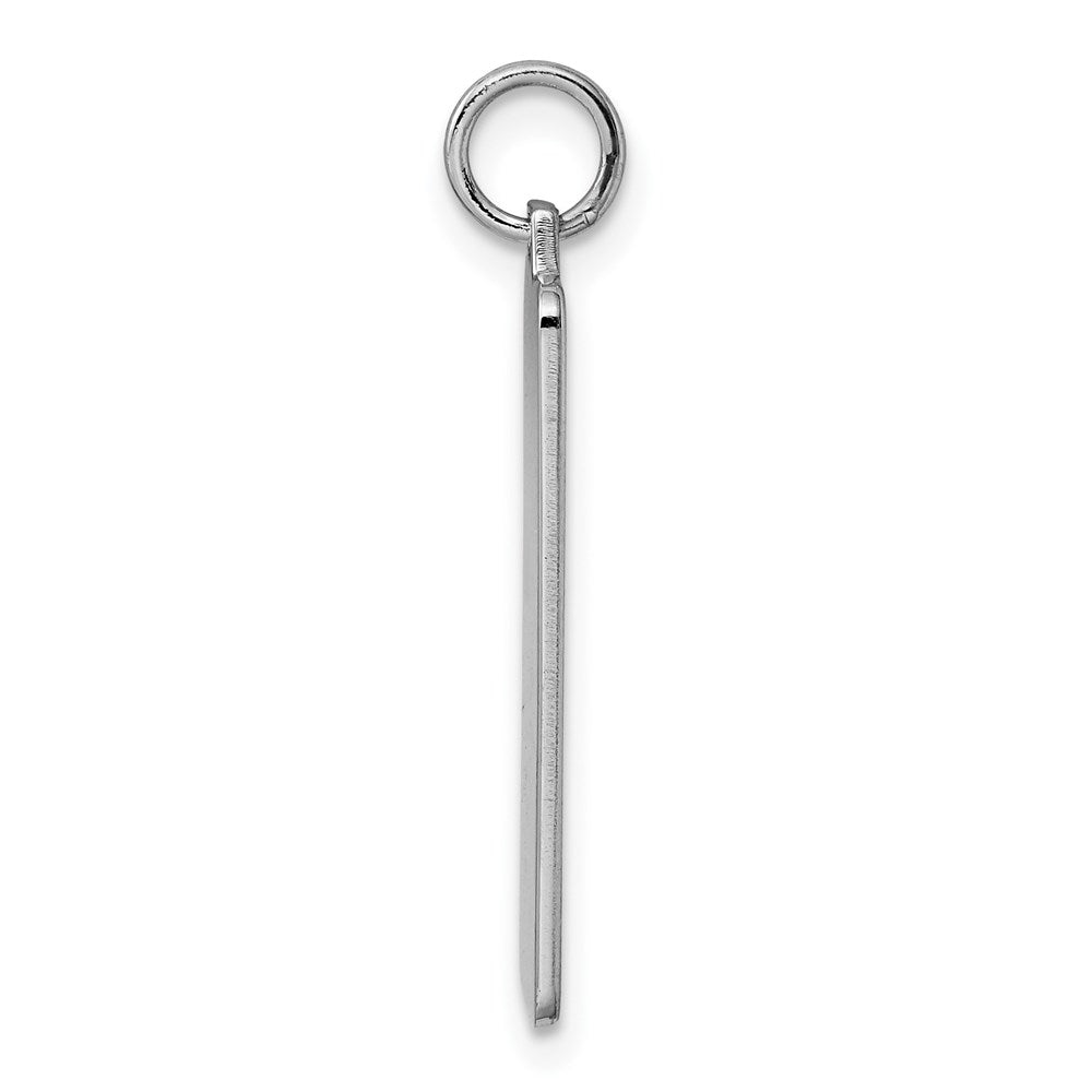 Sterling Silver Rhod-plate Eng. Rect. Polish Front/Satin Back Disc Charm