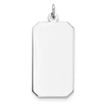 Sterling Silver Rhod-plate Eng. Rect. Polish Front/Satin Back Disc Charm