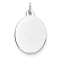 Sterling Silver Rhod-plate Eng. Oval Polish Front/Satin Back Disc Charm