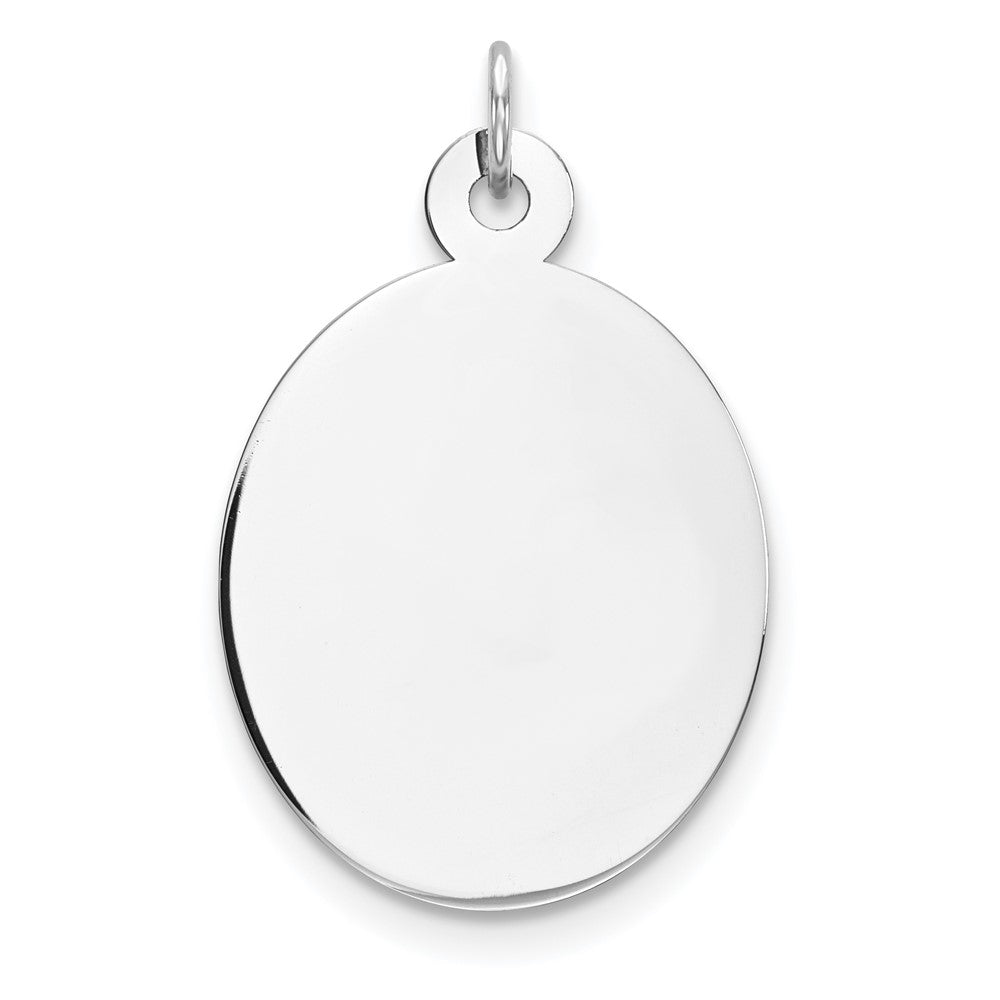 Sterling Silver Rhod-plate Eng. Oval Polish Front/Satin Back Disc Charm