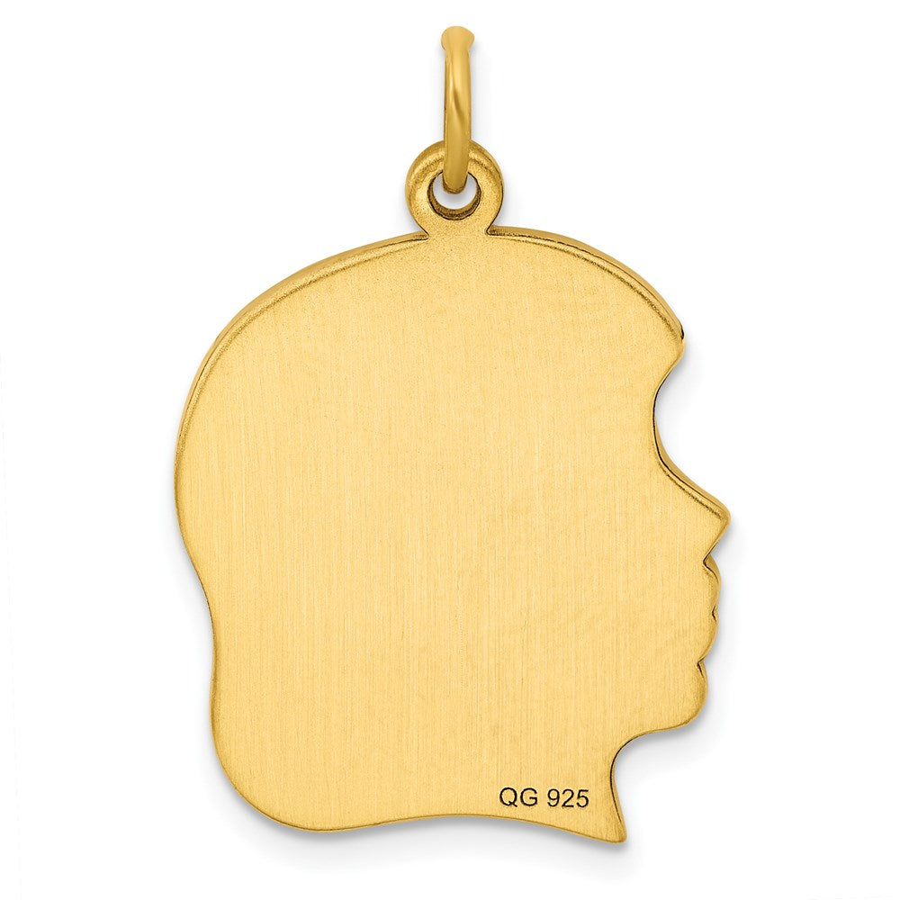 Sterling Silver GP Engravable Girl Polished Disc Charm