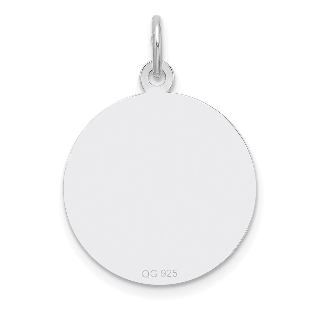 Sterling Silver Rhod-plated Eng. Rnd Polish Front/Back Disc Charm