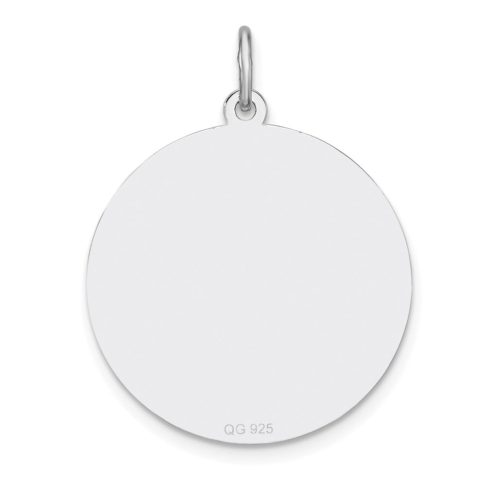 Sterling Silver Rhod-plated Eng. Rnd Polish Front/Back Disc Charm