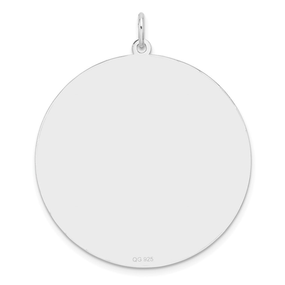 Sterling Silver Rhod-plated ENG. Round Polished Front/Back Disc Charm
