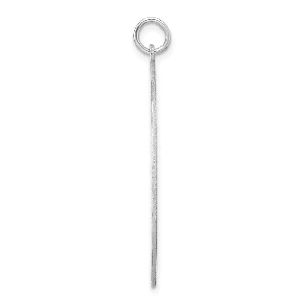 Sterling Silver Rhod-plated Eng. Rnd Polish Front/Satin Back Disc Charm