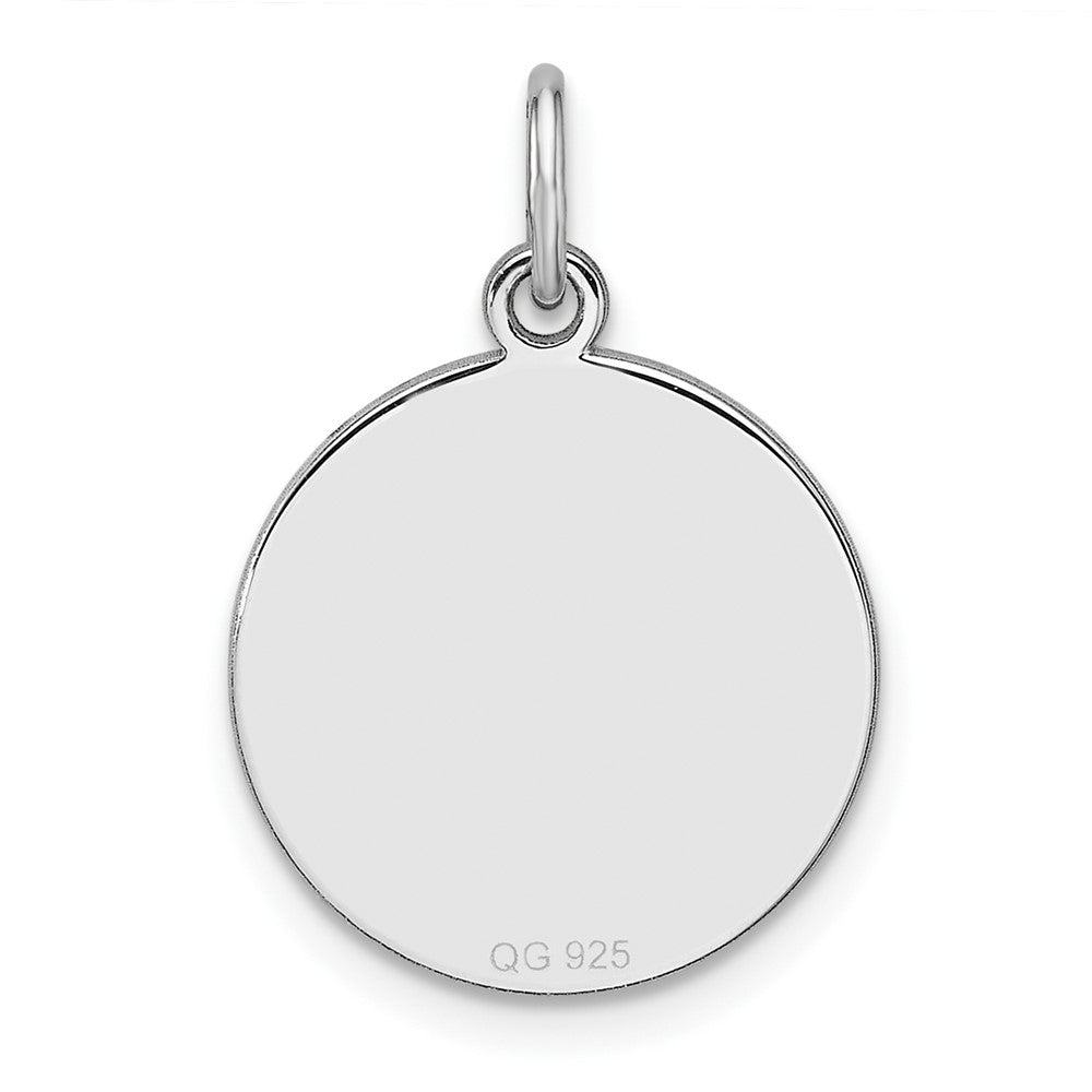 Sterling Silver Rhod-plated Eng. Rnd Polish Front/Back Disc Charm
