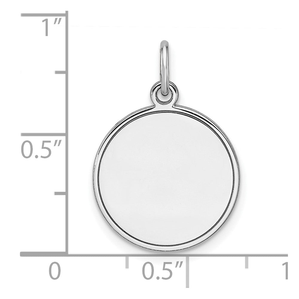 Sterling Silver Rhod-plated Eng. Rnd Polish Front/Back Disc Charm