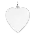 Sterling Silver Rhod-plated Eng. Heart Polish Front/Satin Back Disc Charm