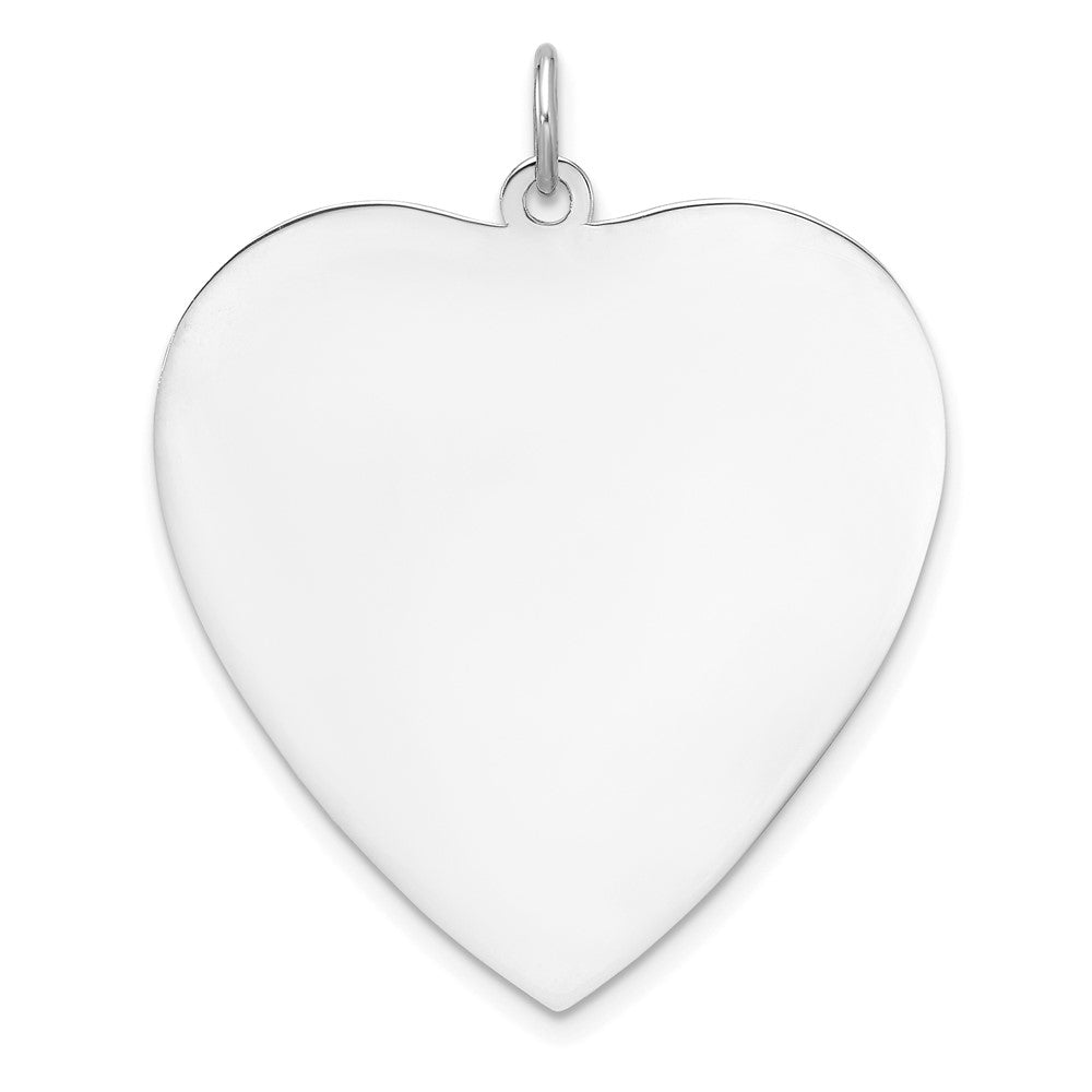 SS Rh-plt Engraveable Heart Polished Front/Satin Back Disc Charm