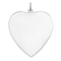 Sterling Silver Rhod-plated Eng. Heart Polish Front/Satin Back Disc Charm