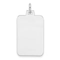 Sterling Silver Rhod.-plated Eng. Rect. Polish Front/Satin Back Disc Charm