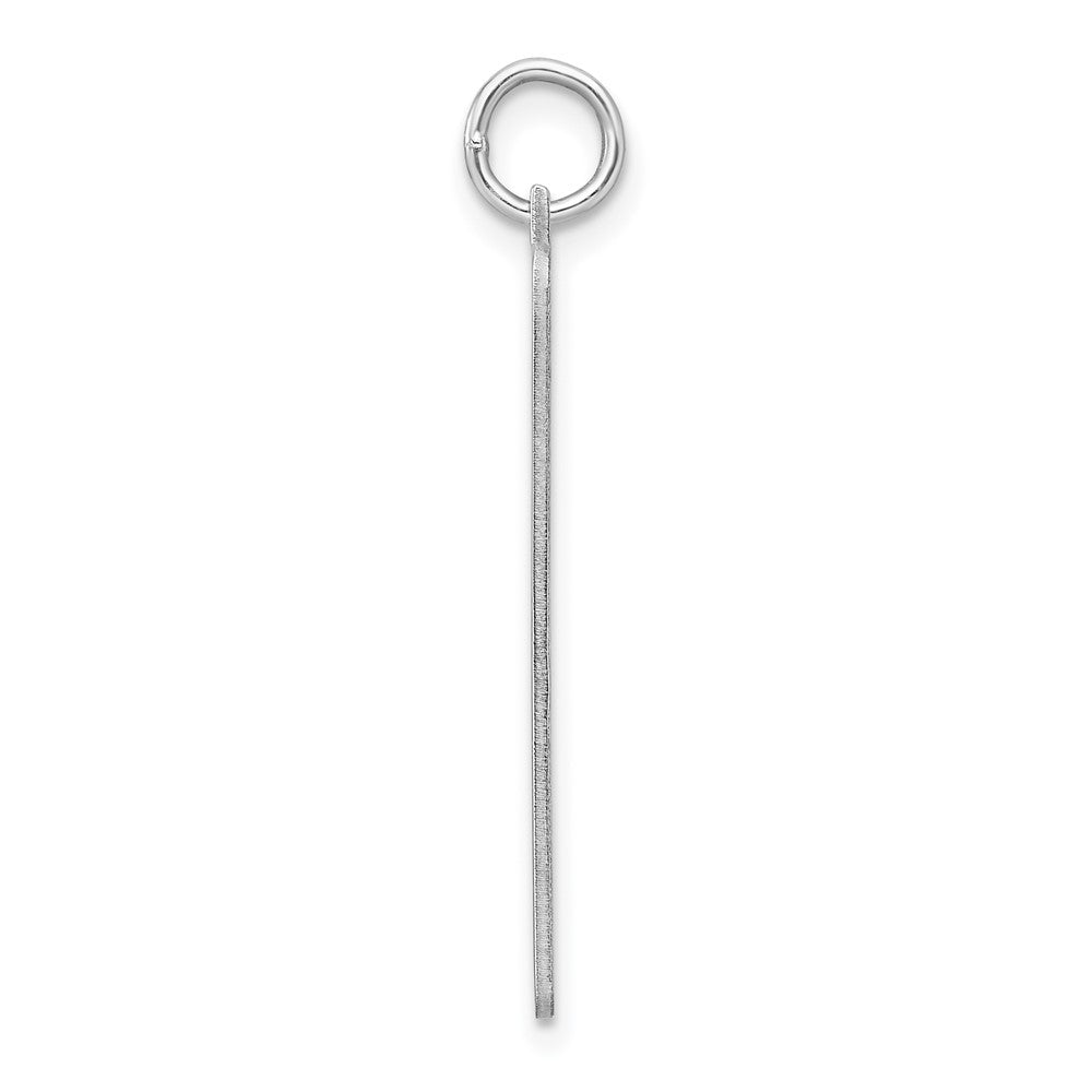 Sterling Silver Rhod-plate Eng. Rect. Polish Front/Satin Back Disc Charm