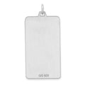 Sterling Silver Rhod-plate Eng. Rect. Polish Front/Satin Back Disc Charm