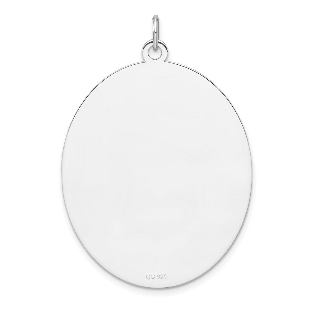 Sterling Silver Rhod-plate Eng. Oval Polish Front/Back Disc Charm
